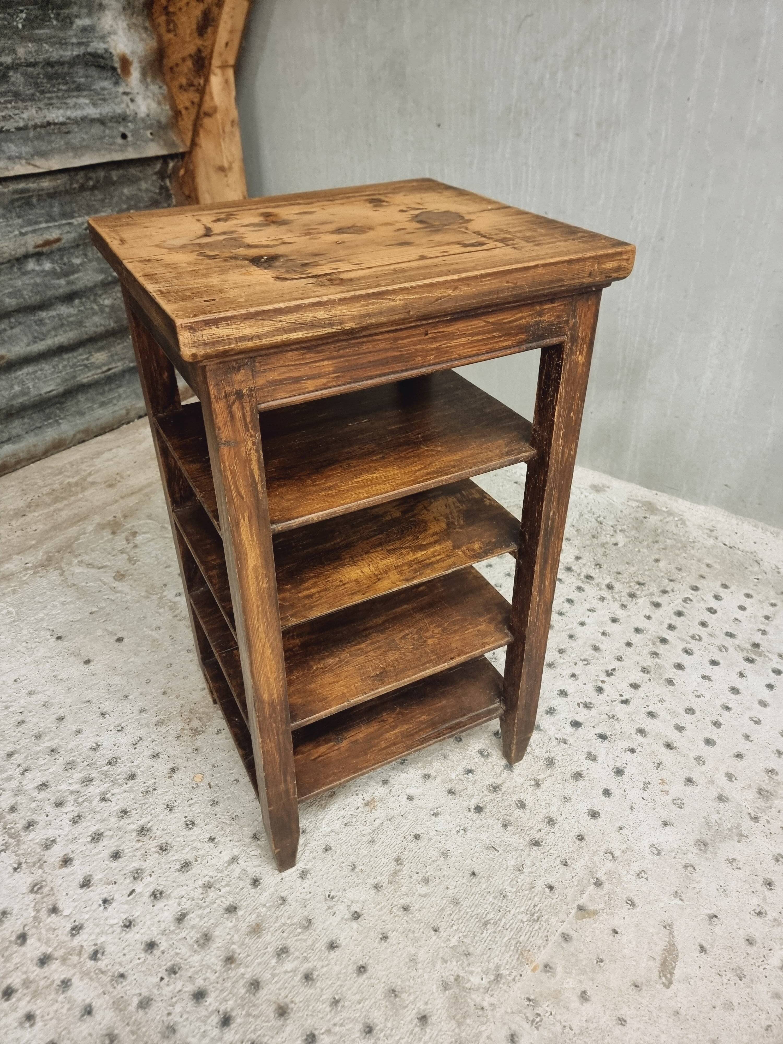 Antique side table shelving unit etagere wood