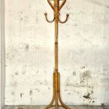 Bamboo and rattan coat rack