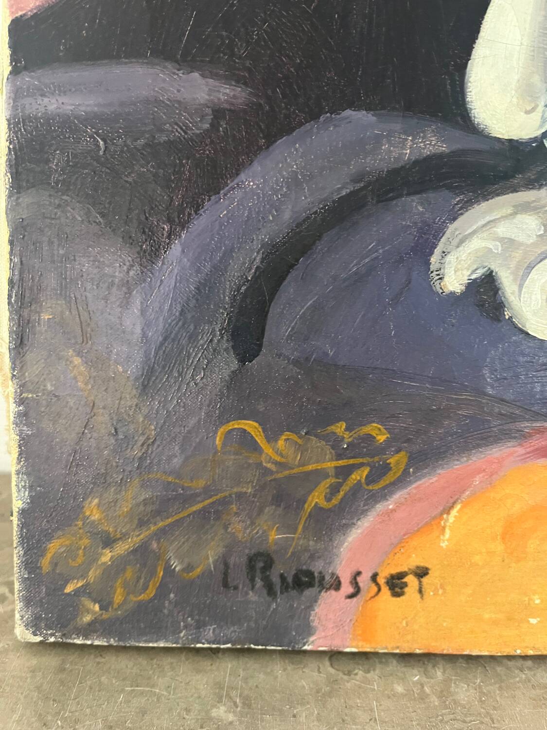 Poppies and daisies, oil on canvas, signed L Riousset.