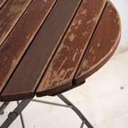 Antique folding garden table in wood and iron – Central Europe, circa 1950