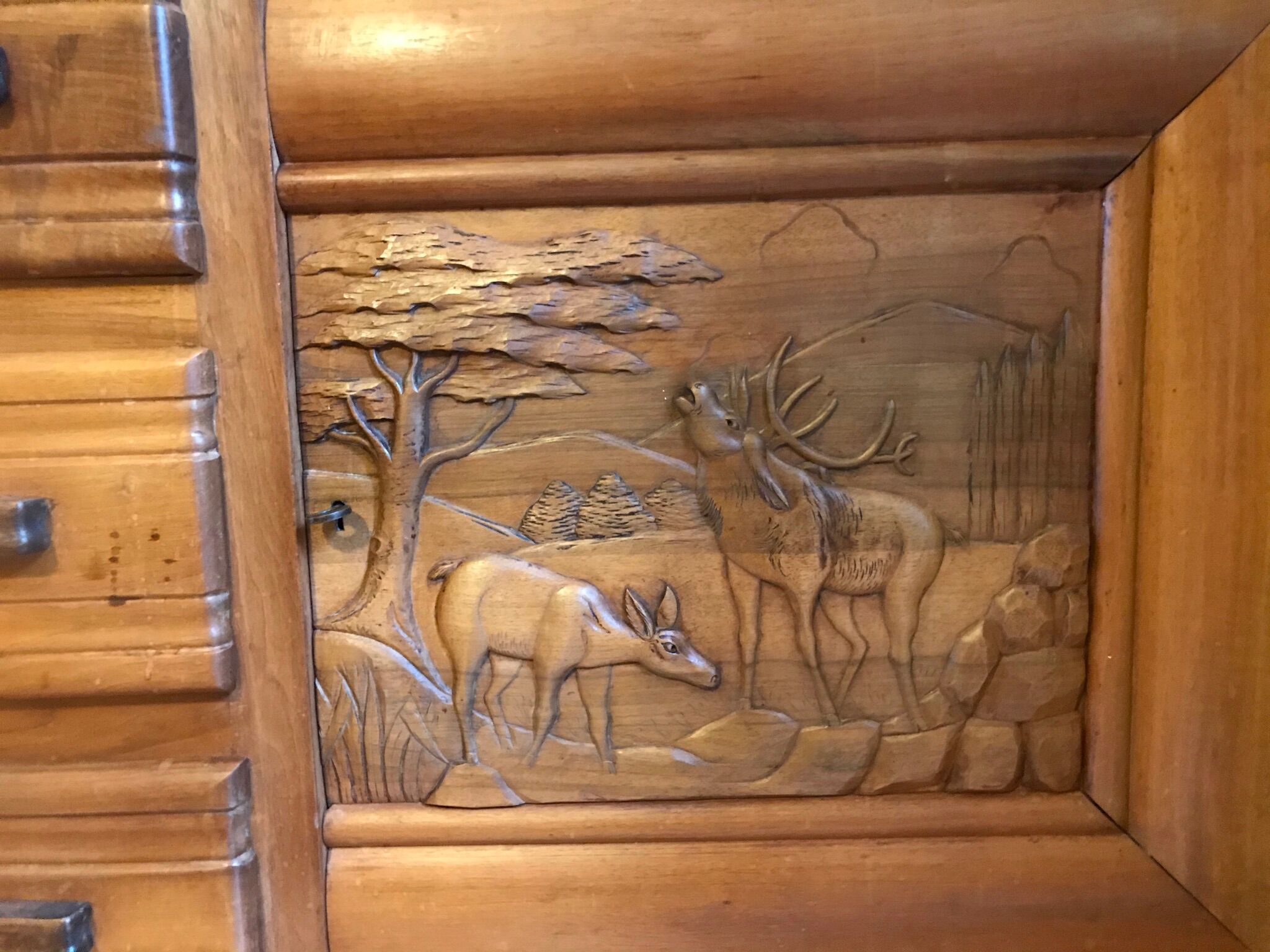 Art deco line-up in 1940s solid oak