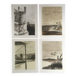 Set of 4 original lithographs by Pierre Skira, 1978. Water