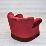 1960s, Danish relax armchair, original condition, red furniture velour.
