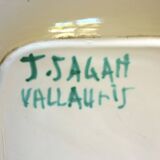 Square dish in glazed ceramic, scarified, signed Jacques Sagan Vallauris,