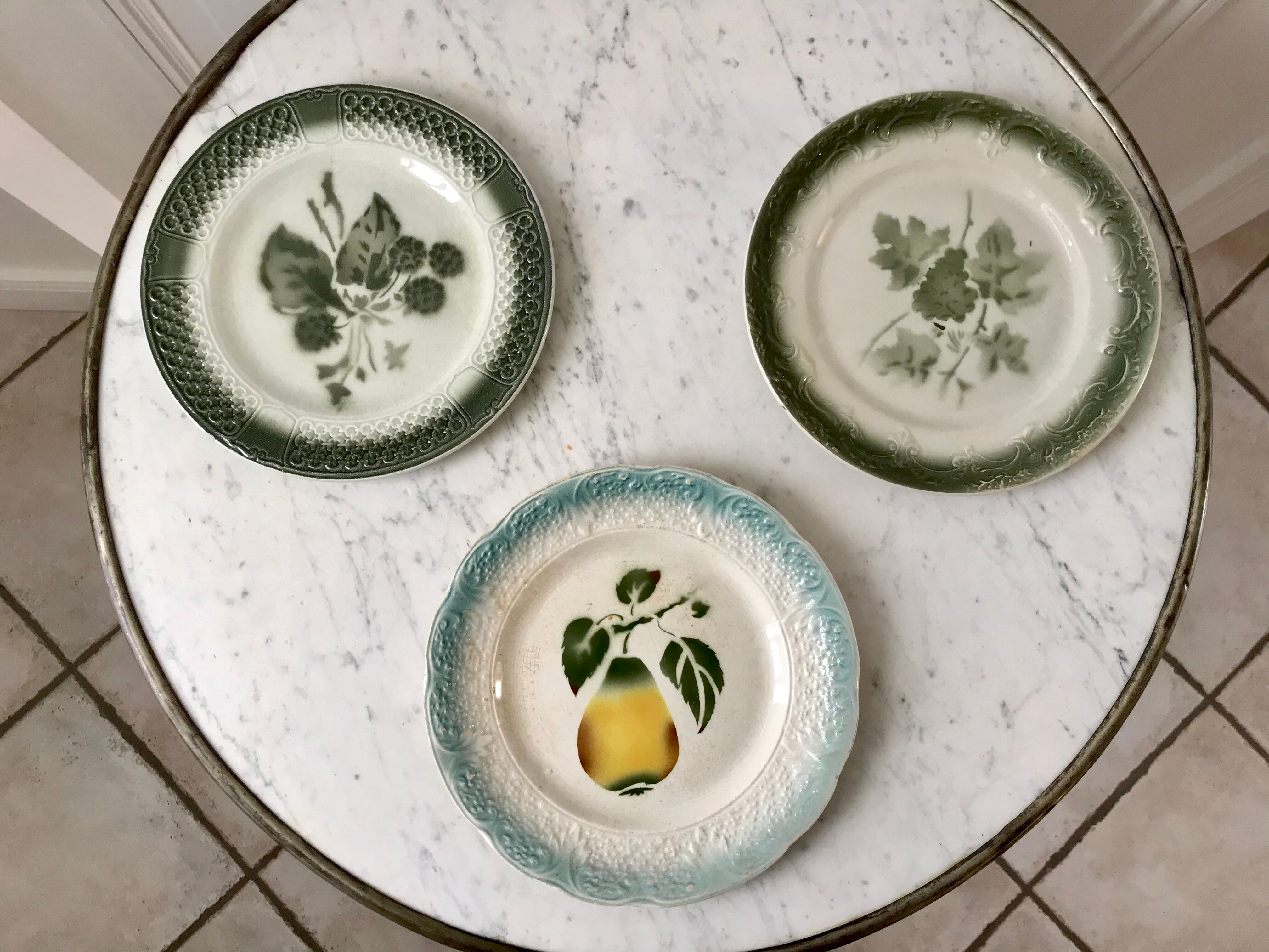 Trio of dessert plates in slurry XIXth