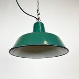 Industrial green enamel pendant lamp, 1960s