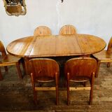 Large Scandinavian pine table - 6 chairs