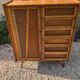 Wooden and rattan chest of drawers