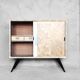 Mid-century Tall Vintage Ash Cabinet with Hand-painted Pattern, 1960s