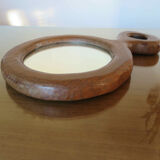 Gouge-cut solid wood mirror, free form, 60s