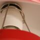 Iconic VP1 cherry red enamel flowerpot lamps designed by Verner Panton - &t