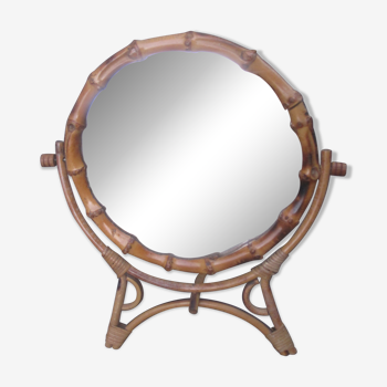 Miroir de table bambou vintage 20cm