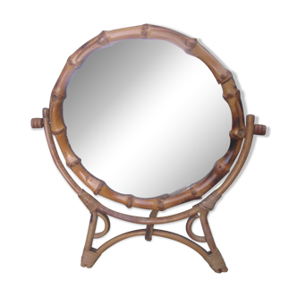 Miroir de table bambou vintage 20cm
