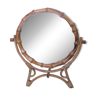 Vintage bamboo table mirror 20cm