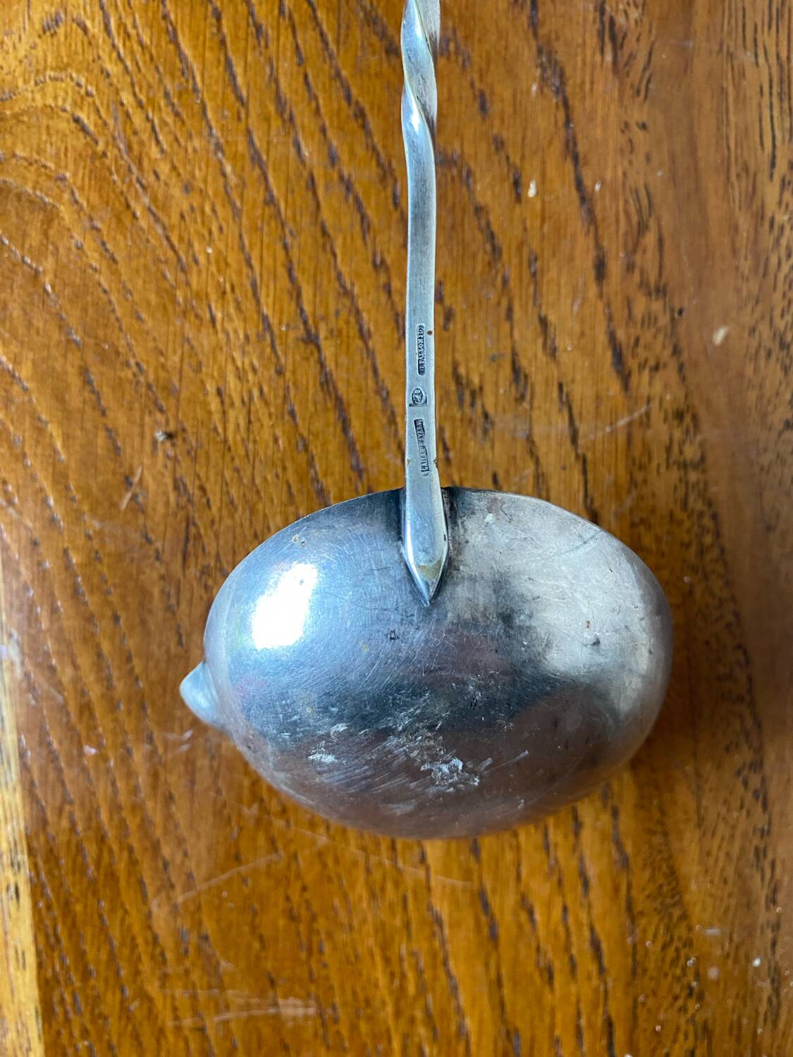 Old Punch Ladle Goldsmith Cailar Bayard Metal Silver Twisted Handle #B341