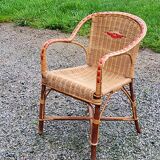 Rattan and wicker armchair from the 50s