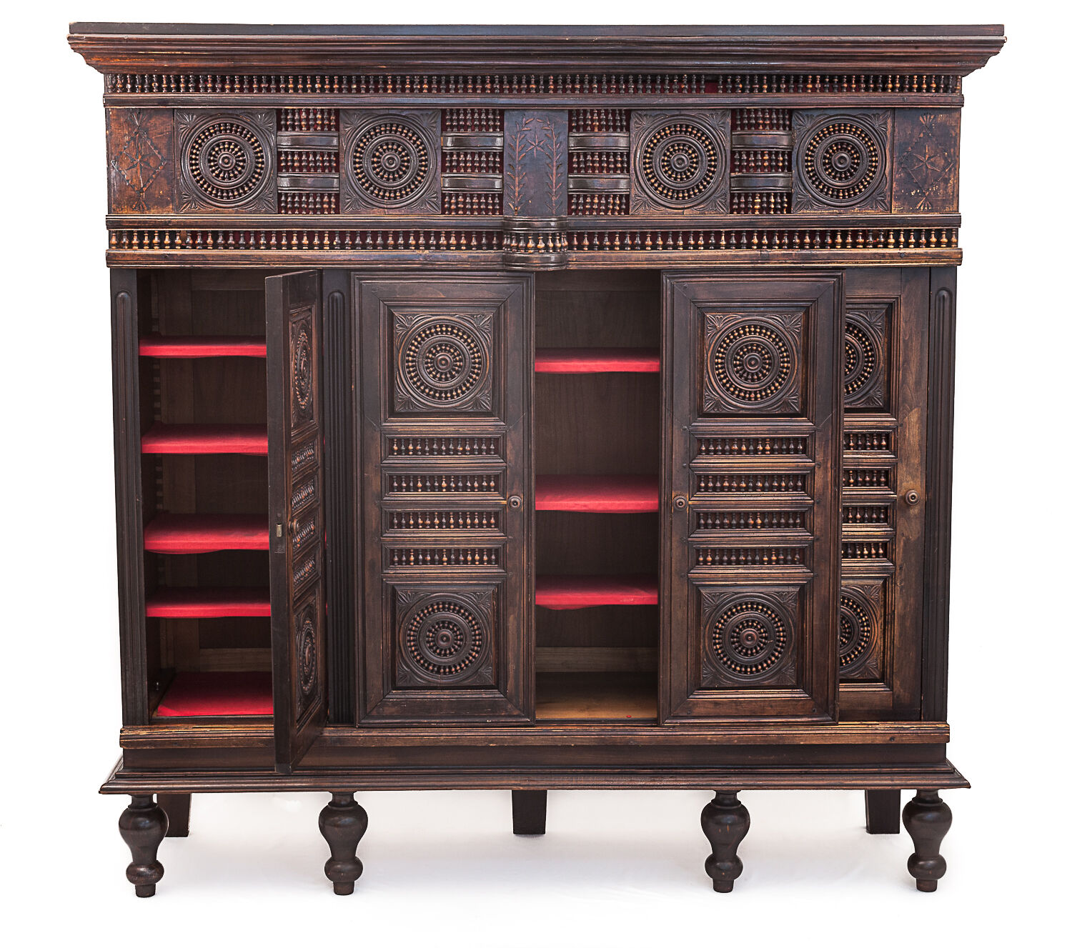 Vintage neo-breton sideboard in solid oak, 1880
