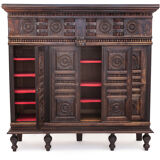 Vintage neo-breton sideboard in solid oak, 1880