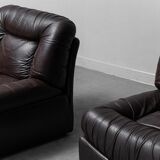 Pair of leather armchairs mod. panarea lev&lev 70s vintage modern