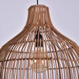Suspension en bambou, chargé à motifs 40x40 cm, couleur blanche et naturelle, noir cablo
