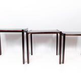 Set of nesting tables in dark wood of Danish design from the 1960s