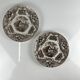 Paire d'assiettes à dessert ancienne en faïence fine de Bordeaux David Johnston, XIXe siècle