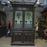 Buffet a deux corps en poirier noirci napoléon Décor de montgolfières