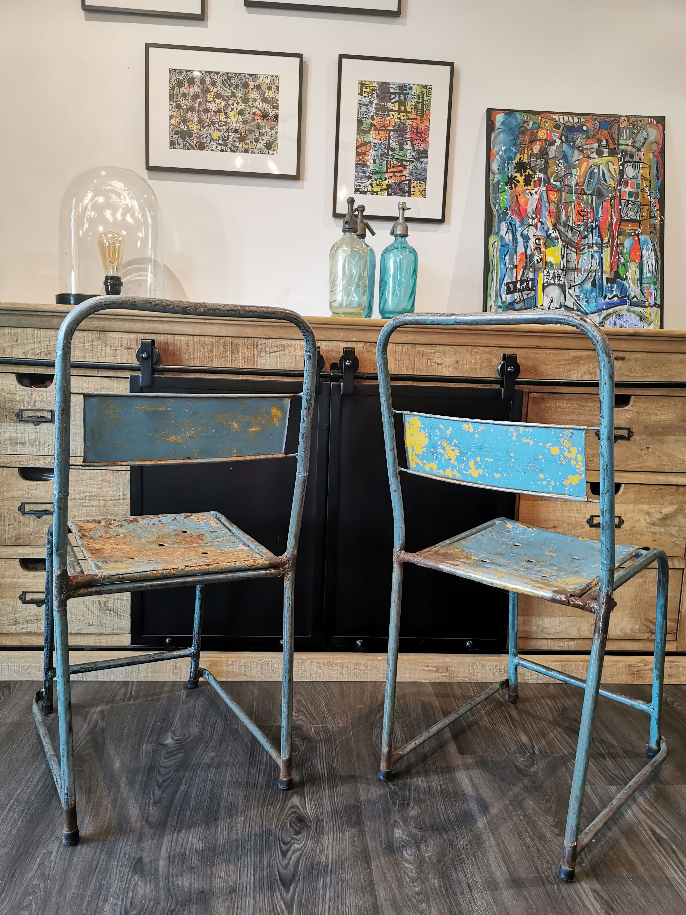 Pair of industrial bistro chairs