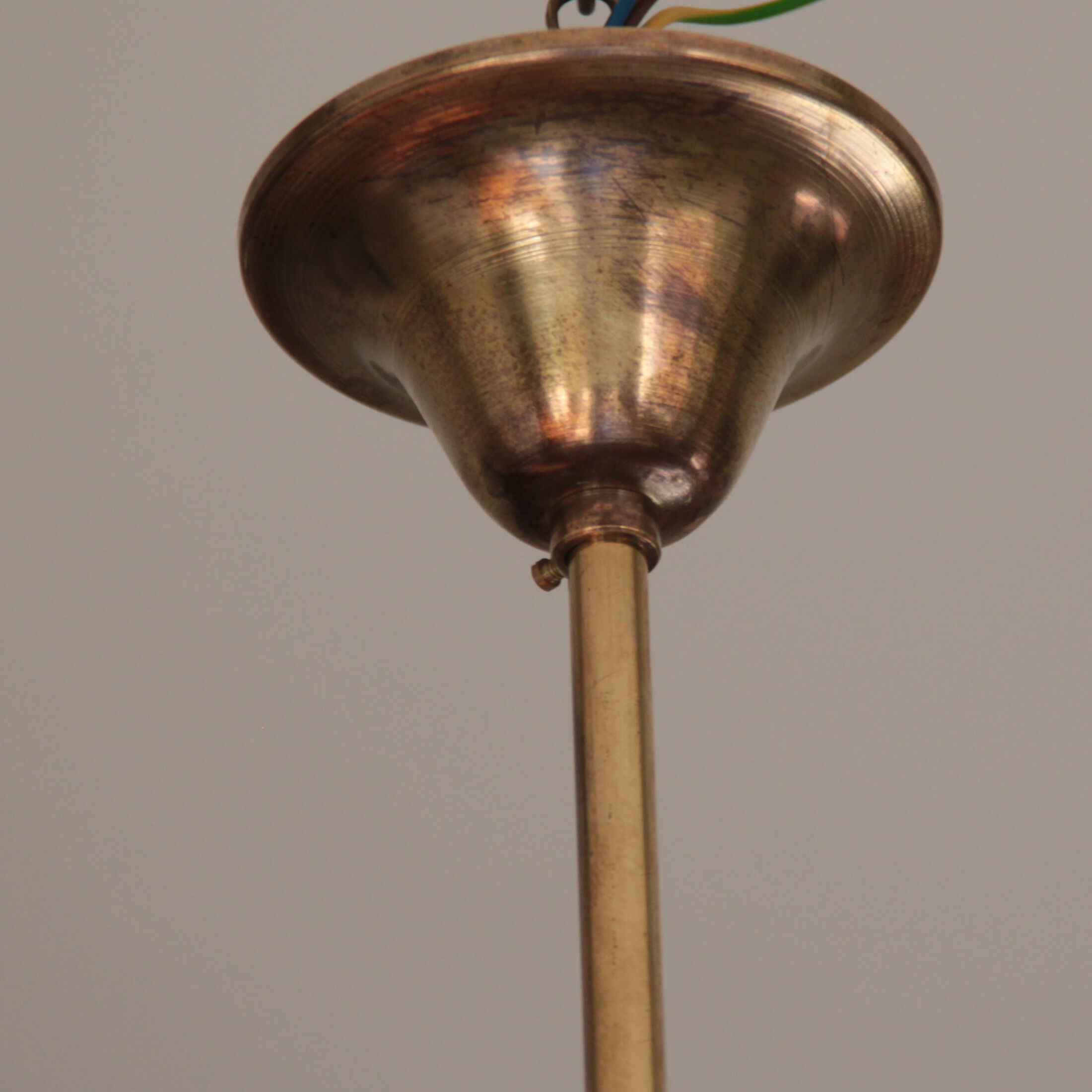 Lampe à Suspension Art Nouveau en Verre Orange, Blanc et Bleu par Noverdy, France, 1920s en vente sur