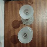 Glass and wood candle holders
