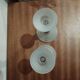 Glass and wood candle holders