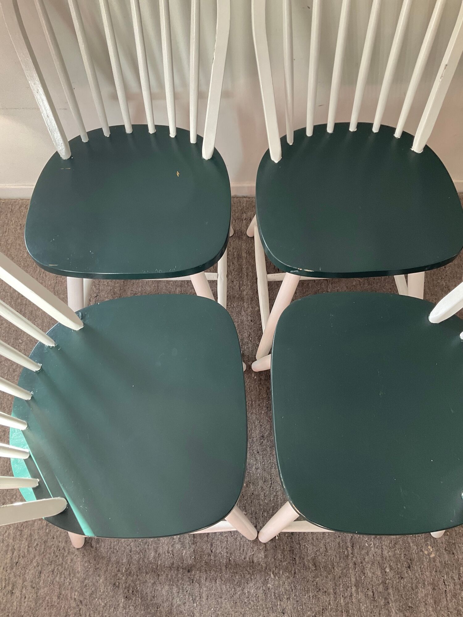 Series of 4 Scandinavian wooden chairs 60s-70s