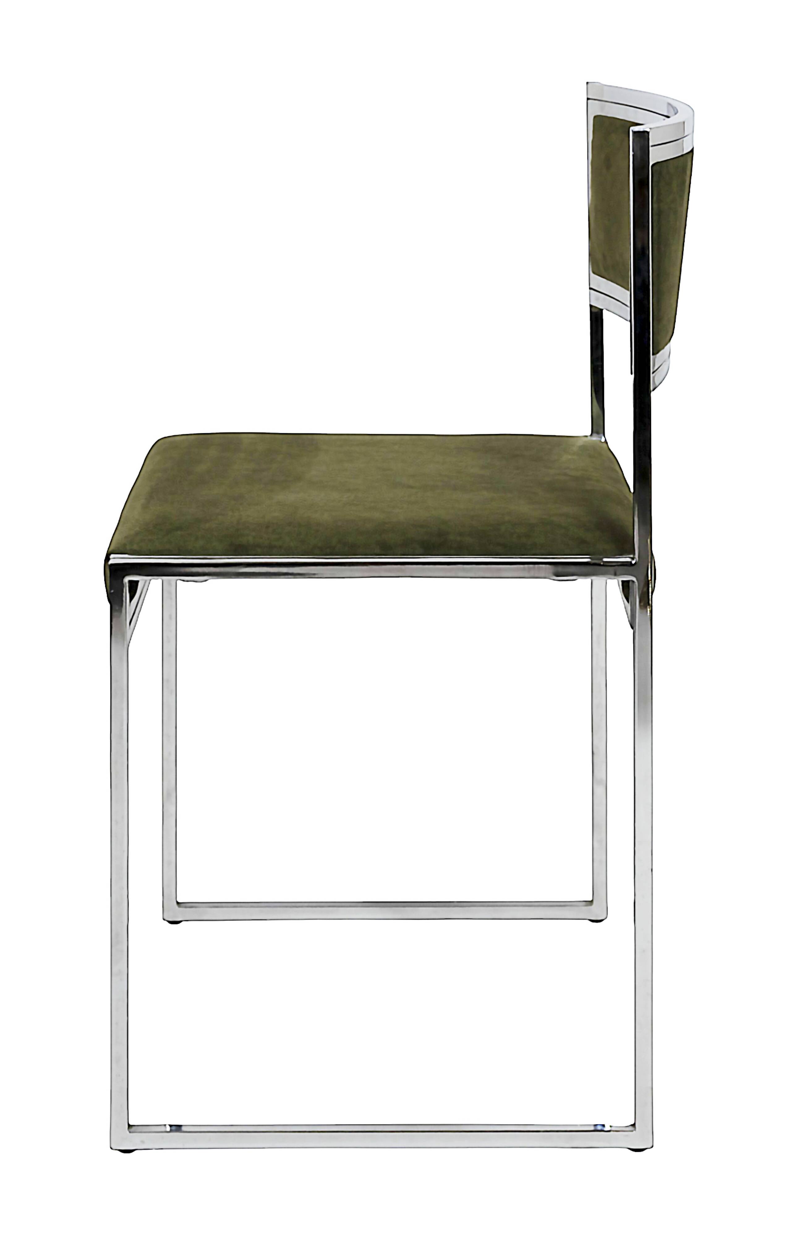 Set of 4 Mid-Century Italian Chrome Chairs by Willy Rizzo