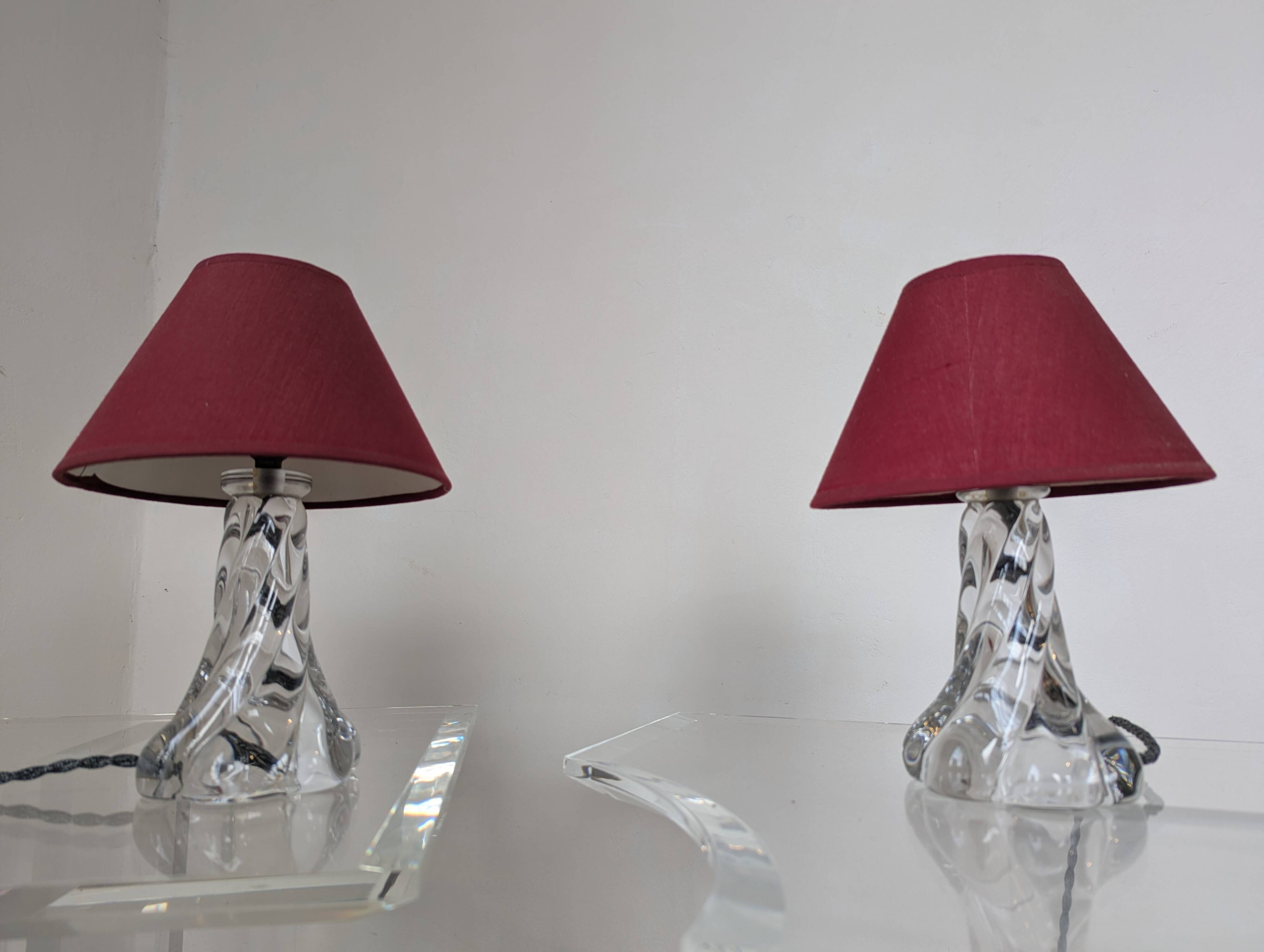 Pair of crystal bedside lamps