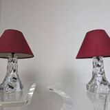 Pair of crystal bedside lamps