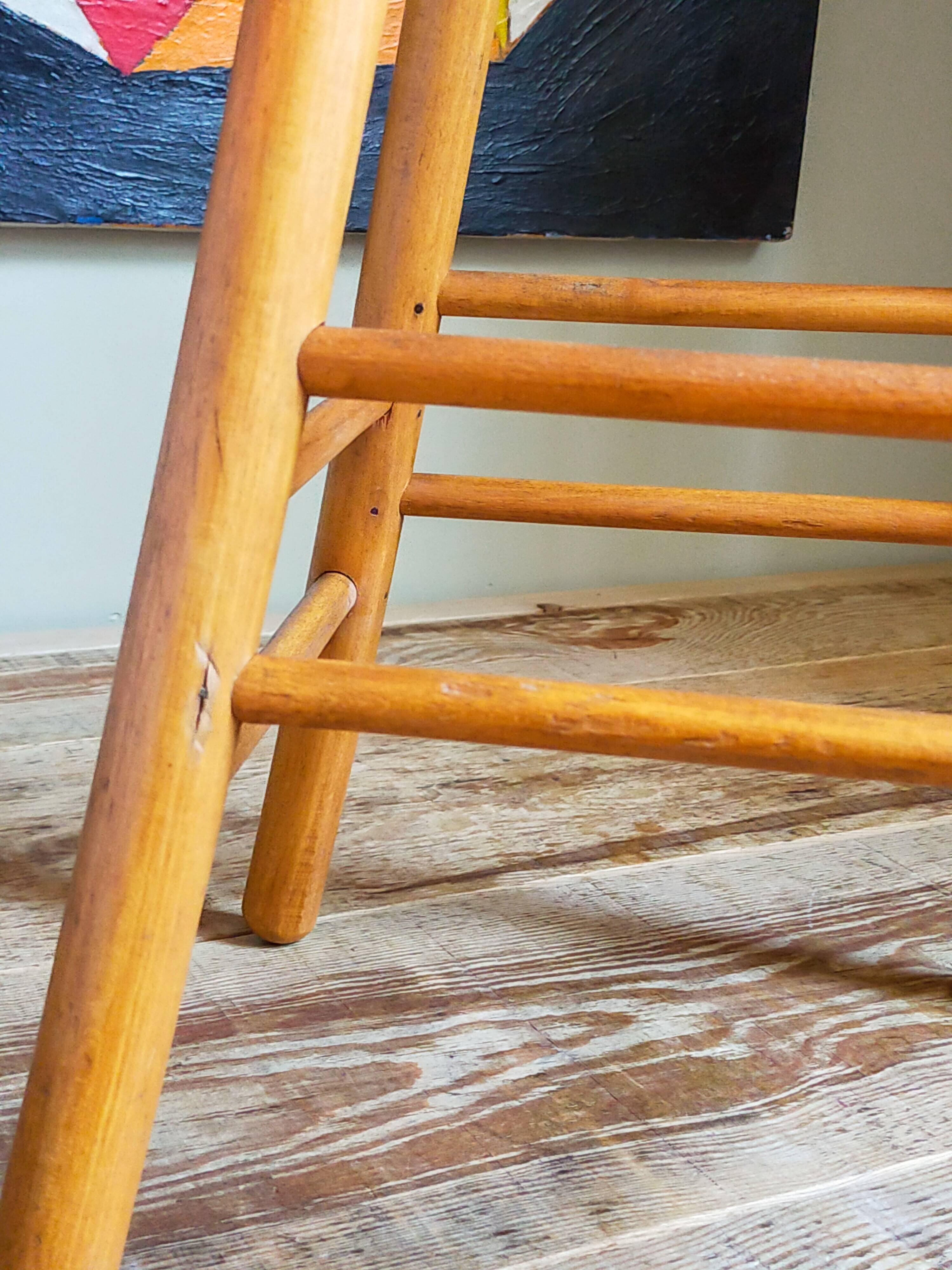 Vintage solid blond wood bar stool
