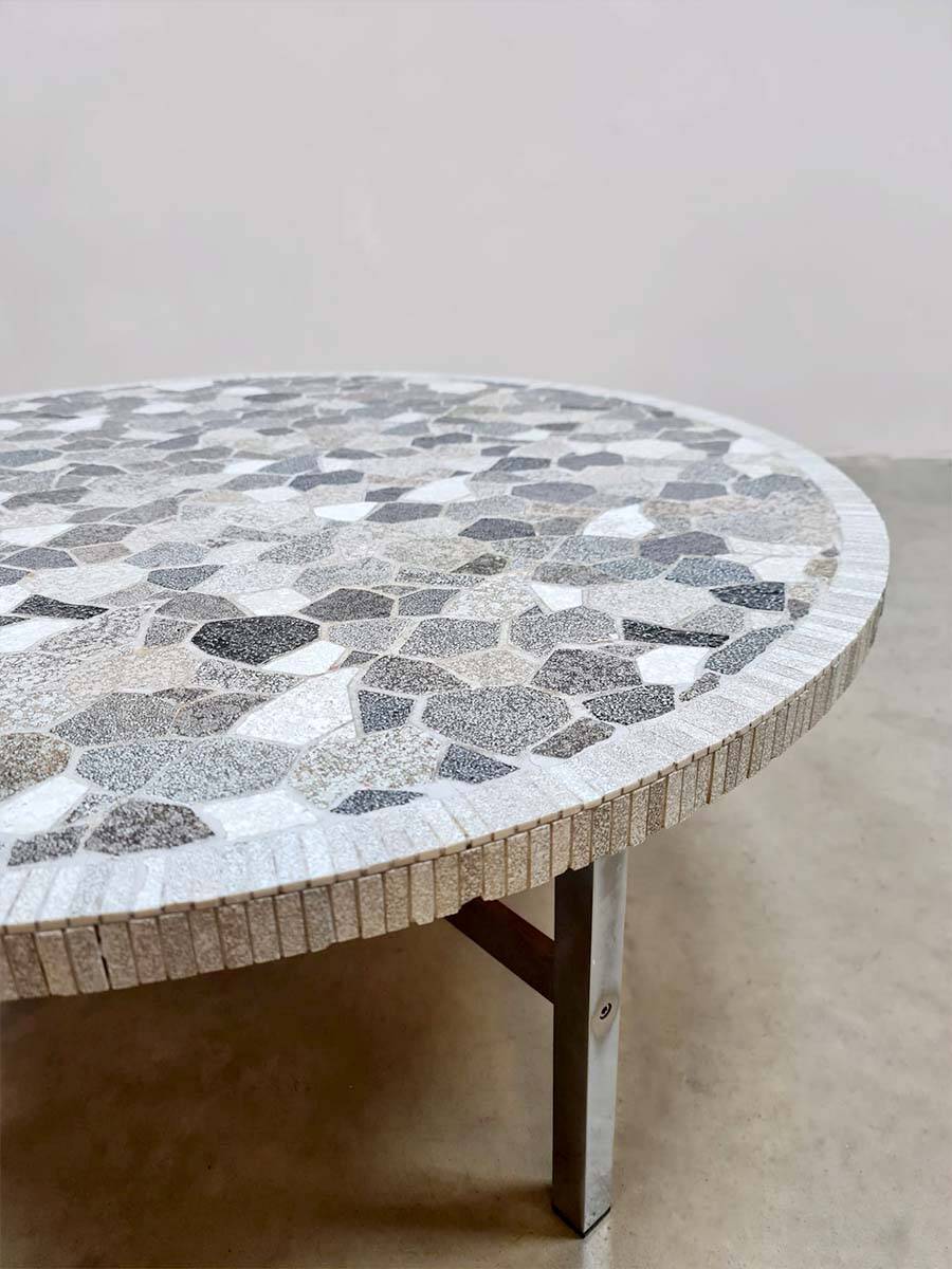 Vintage round mosaic coffee table