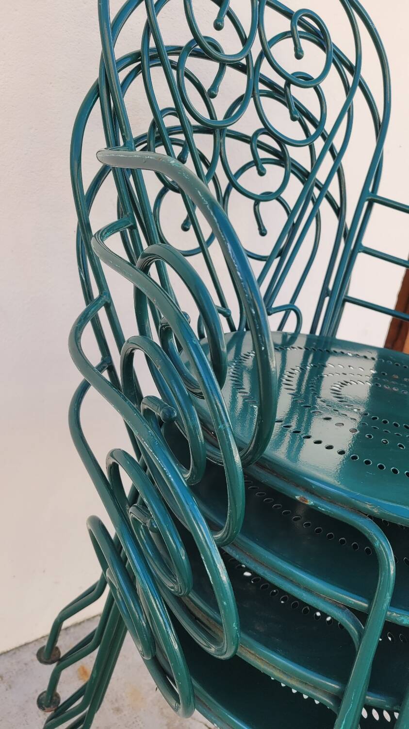 Série de 4 fauteuils de Jardin Fermob en fer ancien