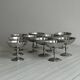 10 footed bowls in stainless steel in the style of Letang Remy
