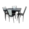 Ensemble table et 4 chaises formica marbré noir