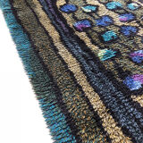 Original Abstract Scandinavian High Pile Abstract Rya Rug Carpet, Sweden, 1960s 115x195cm