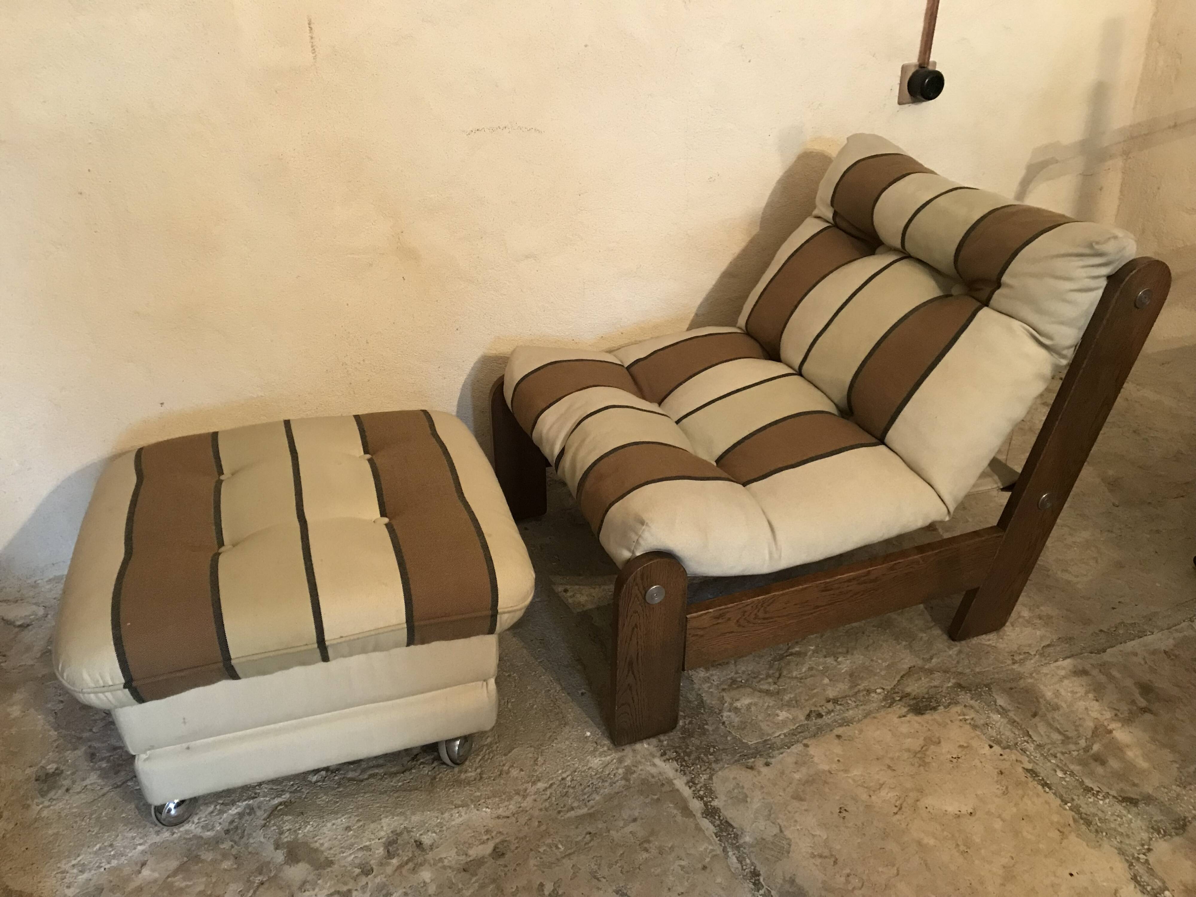 Vintage fireside chair and pouf circa 1980