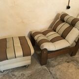 Vintage fireside chair and pouf circa 1980