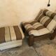 Vintage fireside chair and pouf circa 1980