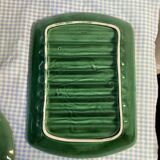 Flat earthenware asparagus set and 8 Sarreguemines plates