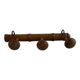 Porte-manteau en bois tourné à trois patères boules
