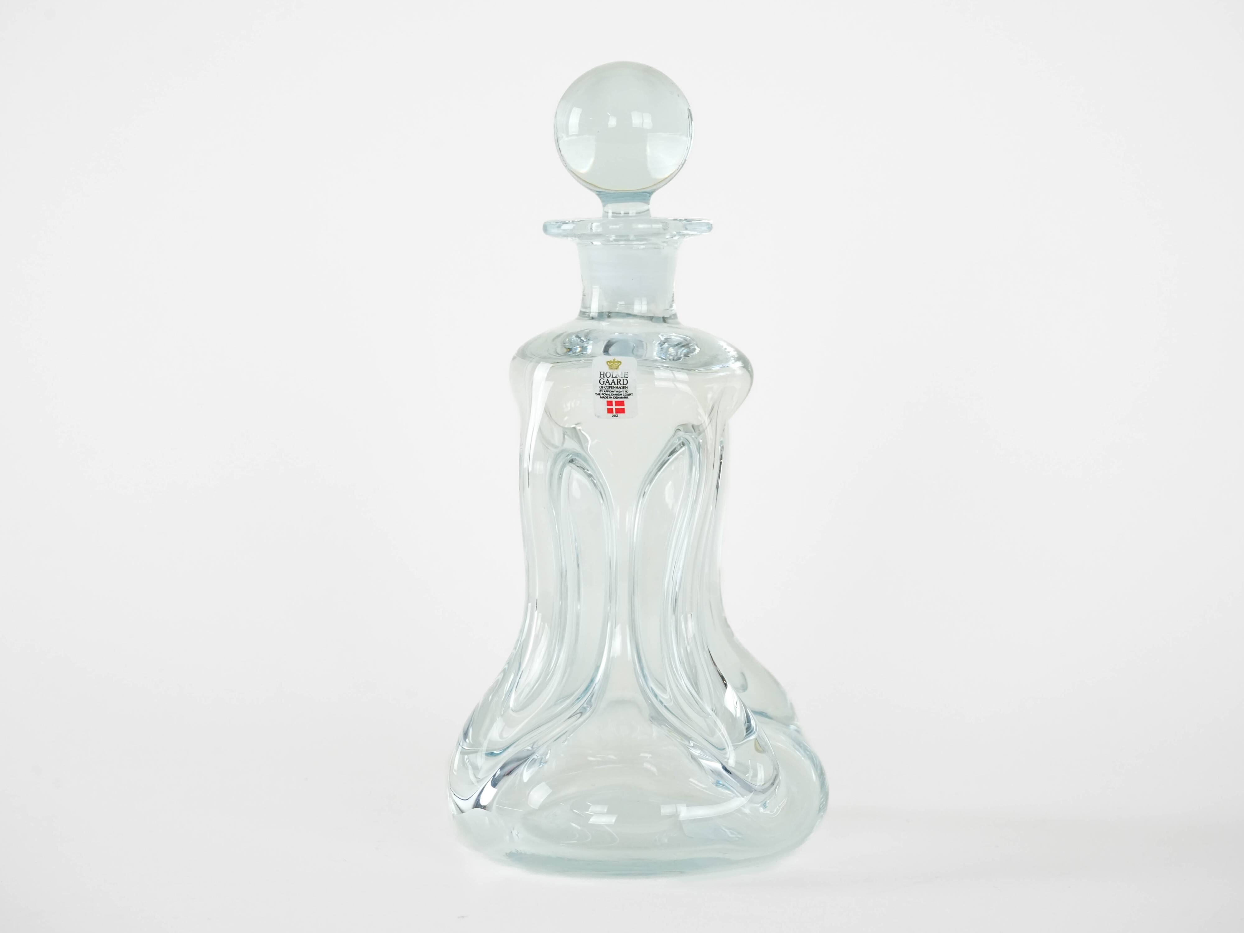 Glass carafe Kluk, Danish design, 1970s, manufactured by Holmegaard