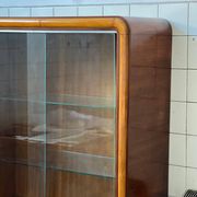 1940's Italian cabinet credenza bar display with glass door art deco style