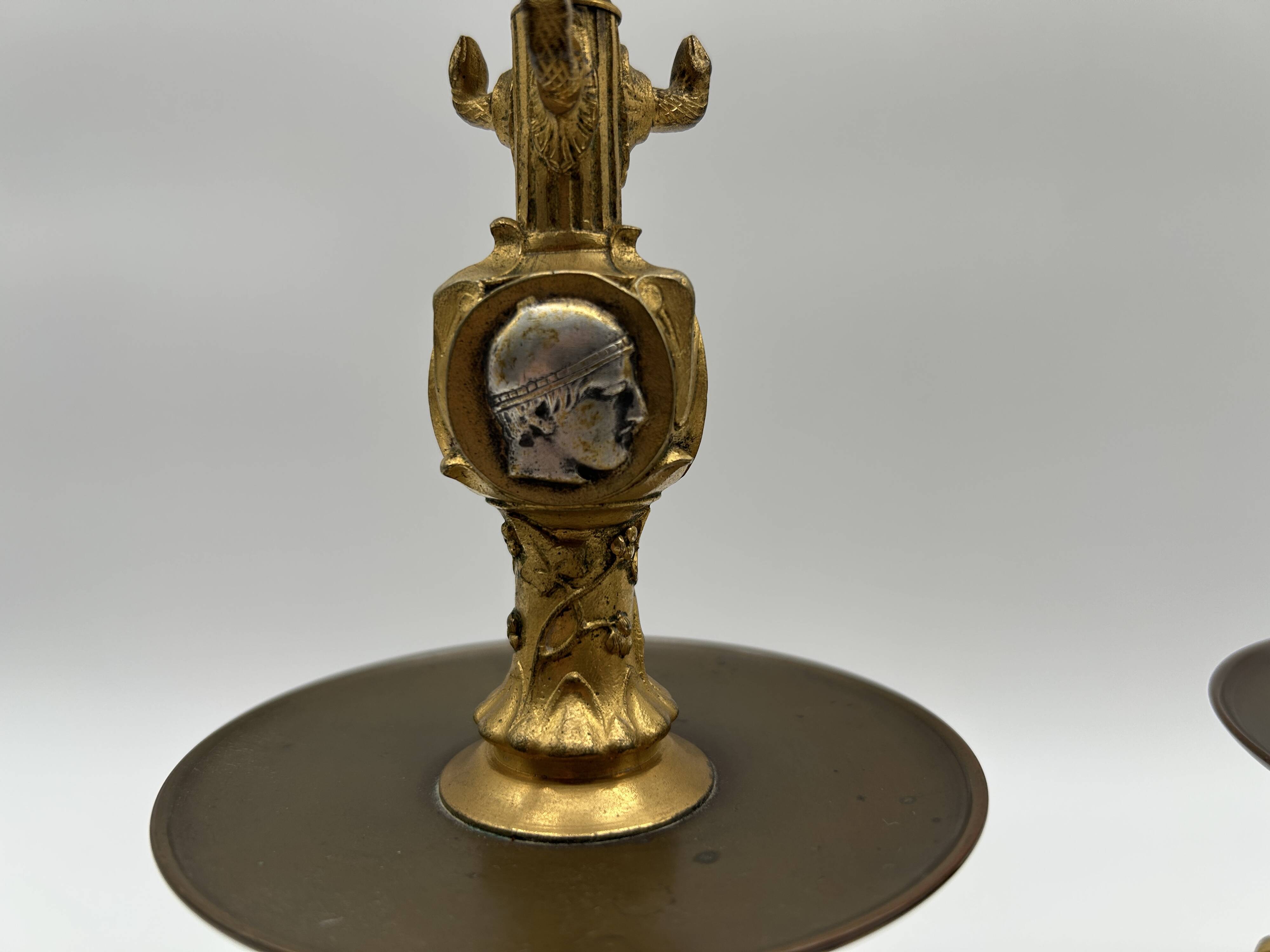 Pair of gilt bronze candlesticks by Cailleux - Barbedienne