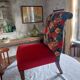Velvet upholstered armchair